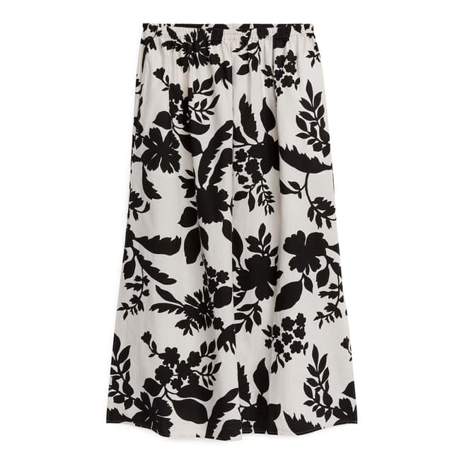 ARKET White/Black Printed Cotton Maxi Skirt