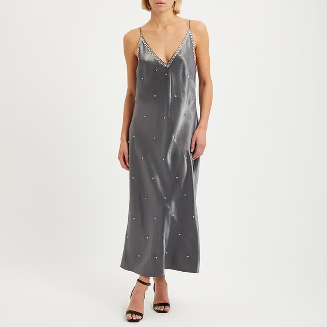 ARKET Grey V-Neck Midi Dress