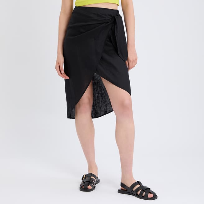 ARKET Black Wrap Midi Skirt
