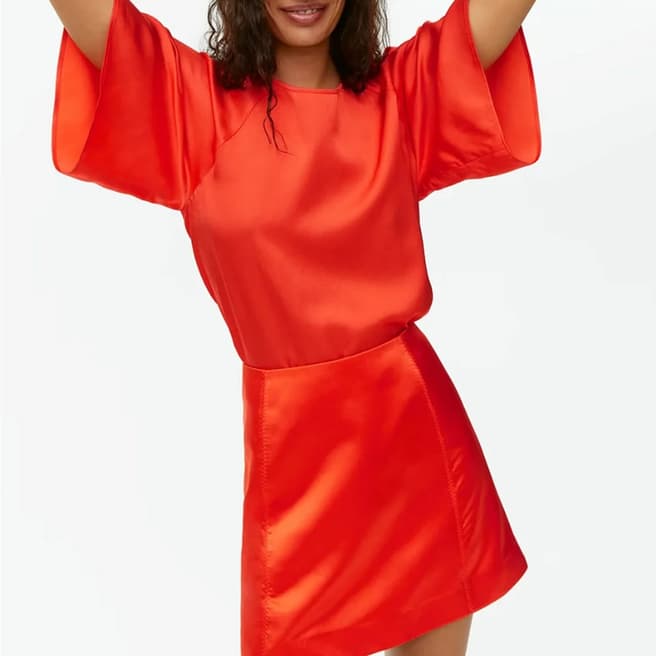 ARKET Orange Satin Mini Skirt
