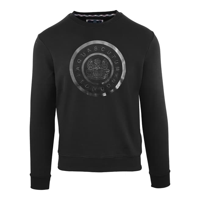 Aquascutum Black Circle Logo Cotton Sweatshirt