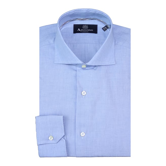 Aquascutum Light Blue Long Sleeve Collared Cotton Shirt