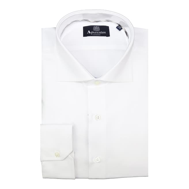 Aquascutum White Long Sleeve Button Cuff Cotton Shirt