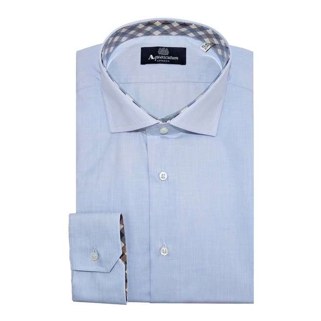 Aquascutum Pale Blue Long Sleeve Button Cuff Cotton Shirt