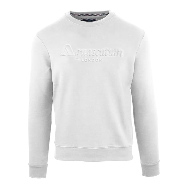 Aquascutum White Large Chest Logo Cotton Sweatshirt
