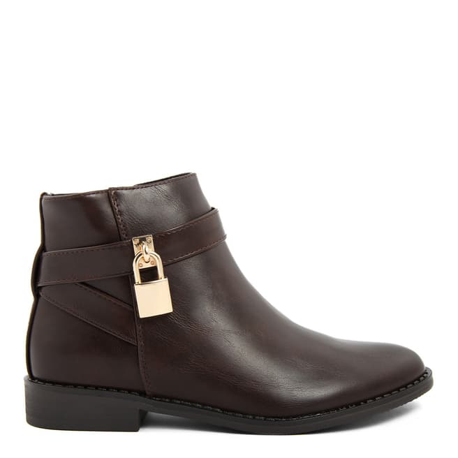 LAB78 Brown Buckle Ankle Boots