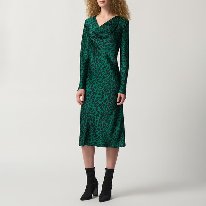 Joseph Ribkoff Black/Green Animal Print Sheath Dress