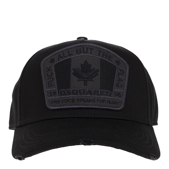 DSquared2 Black Canadian Flag Patch Logo Cotton Cap