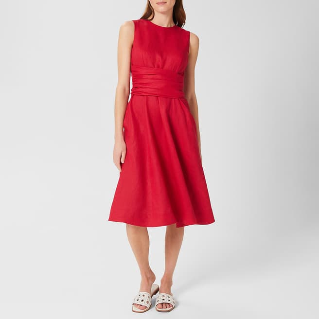 Hobbs London Red Twitchill Linen Dress