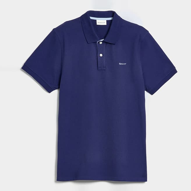 Gant Dark Blue Contrast Pique Cotton Polo Shirt