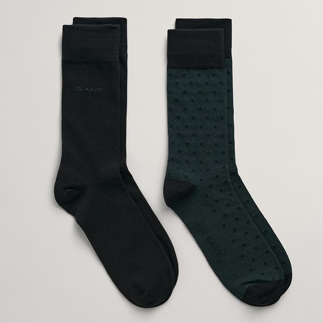 Gant Black/Green  2-Pack Cotton Blend Socks