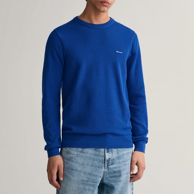 Gant Blue Pique Cotton Sweatshirt