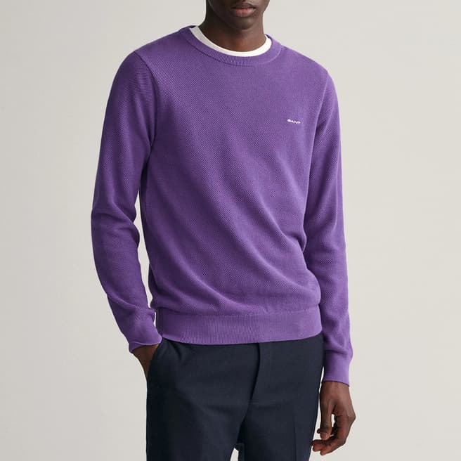 Gant Purple Pique Cotton Sweatshirt