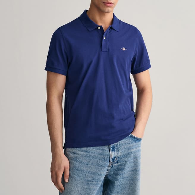 Gant Blue Shield Pique Cotton Polo Shirt