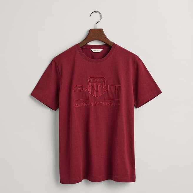 Gant Teen's Dark Red Embroidered Logo Cotton T-Shirt