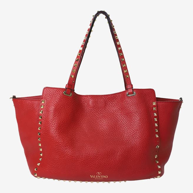 Pre-Loved Valentino Red Studded 2 Way Tote Bag