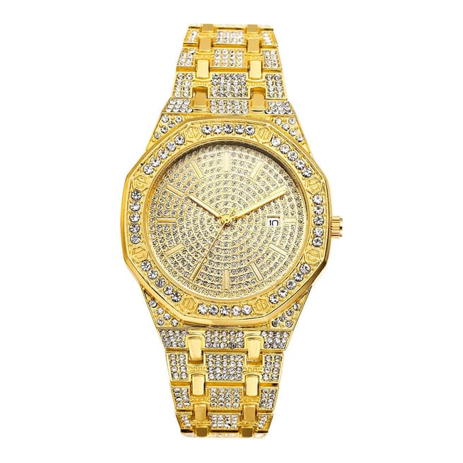 Stephen Oliver 18K Gold Geometric Shape Cz Watch