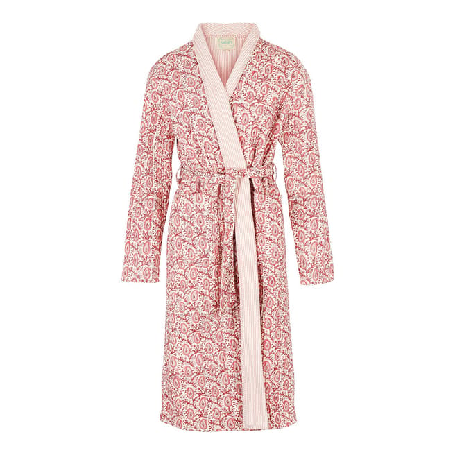 Dilli Grey Pink Paisley Quilted Robe