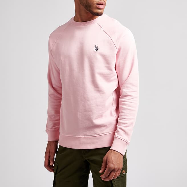 U.S. Polo Assn. Pink Panelled Raglan Cotton Sweatshirt