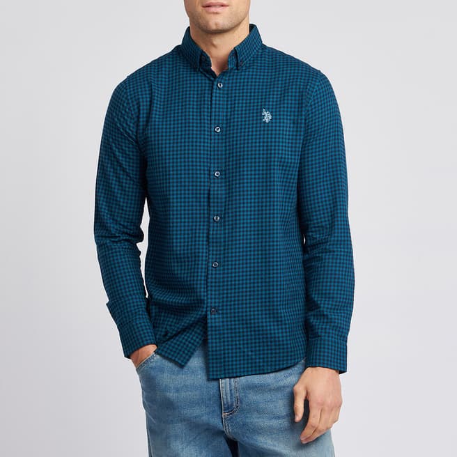 U.S. Polo Assn. Blue Gingham Poplin Cotton Shirt