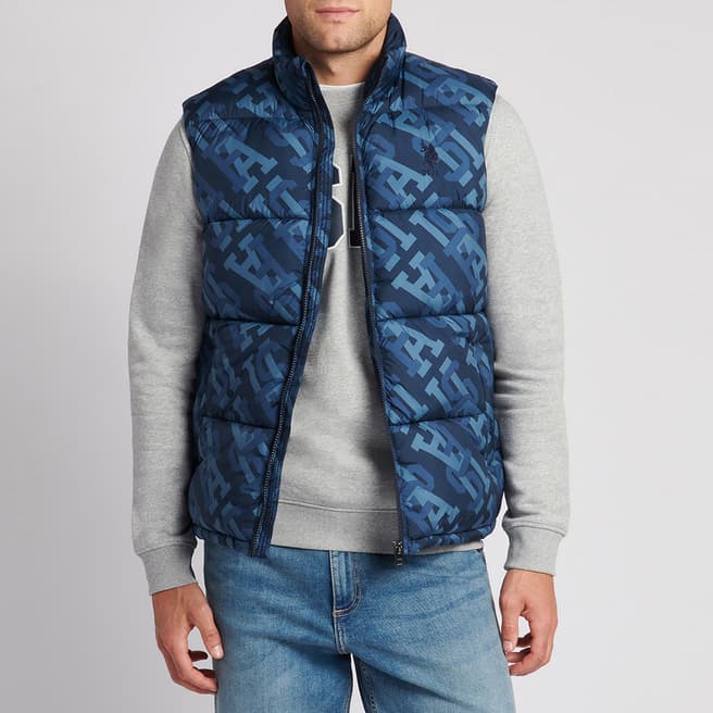 U.S. Polo Assn. Navy Monogram Quilted Gilet