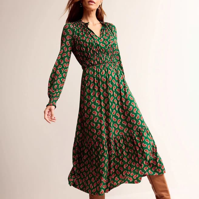 Boden Green Rosanna Long Sleeve Tea Dress