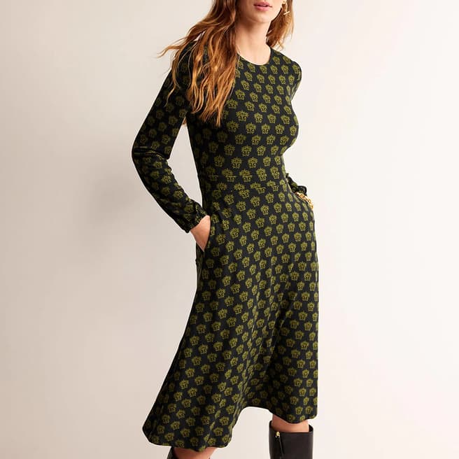Boden Black/Green Camille Jersey Dress