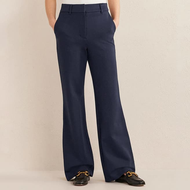 Boden Navy Hampshire Flared Trousers
