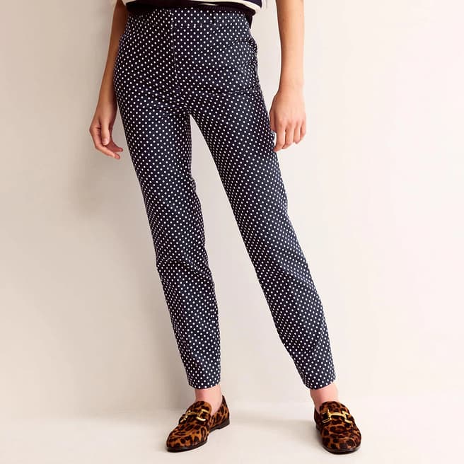 Boden Navy Dotted Highgate Trousers