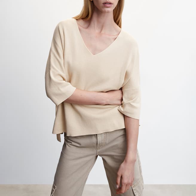 Mango Natural Oversized Jumper With Three-Quarter Sleeves