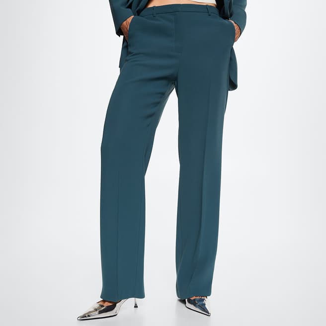 Mango Blue Straight Suit Trousers