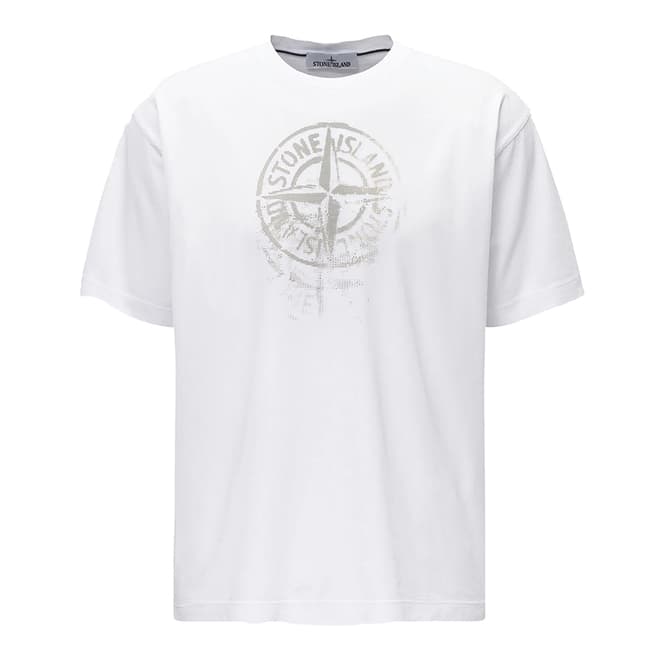 Stone Island White Chest Logo Cotton T-Shirt