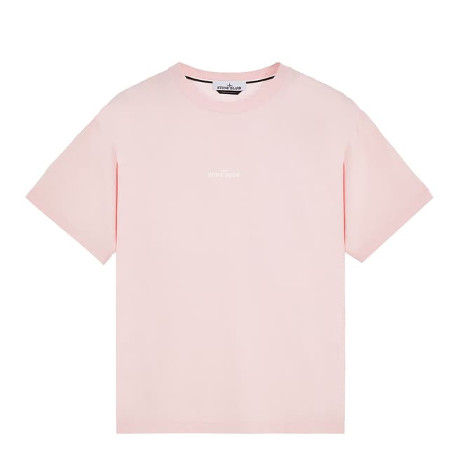 Stone Island Pink 'Scratched Paint One' Cotton T-Shirt