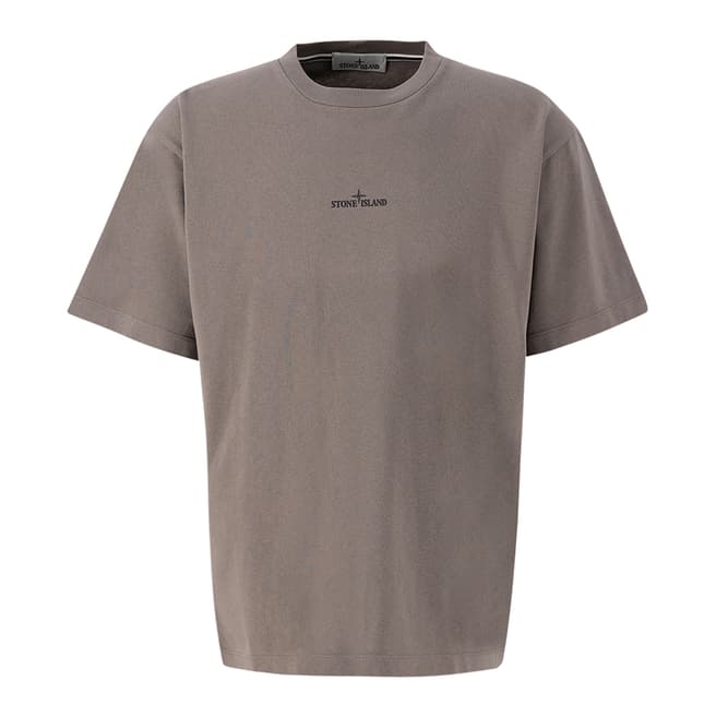 Stone Island Grey Small Logo Cotton T-Shirt