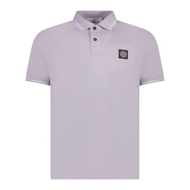 Stone Island Lavender Pique Cotton Blend Polo Shirt