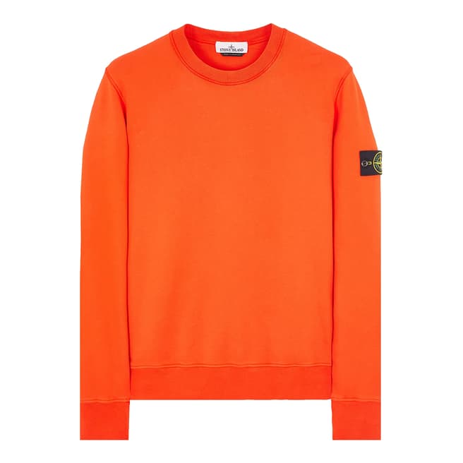 Stone Island Orange Cotton Fleece Sweatshirt