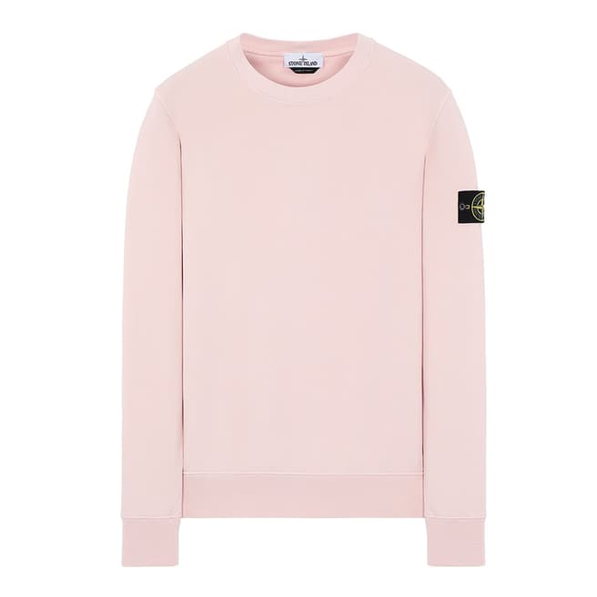 Stone Island Pink Crew Neck Cotton Sweatshirt