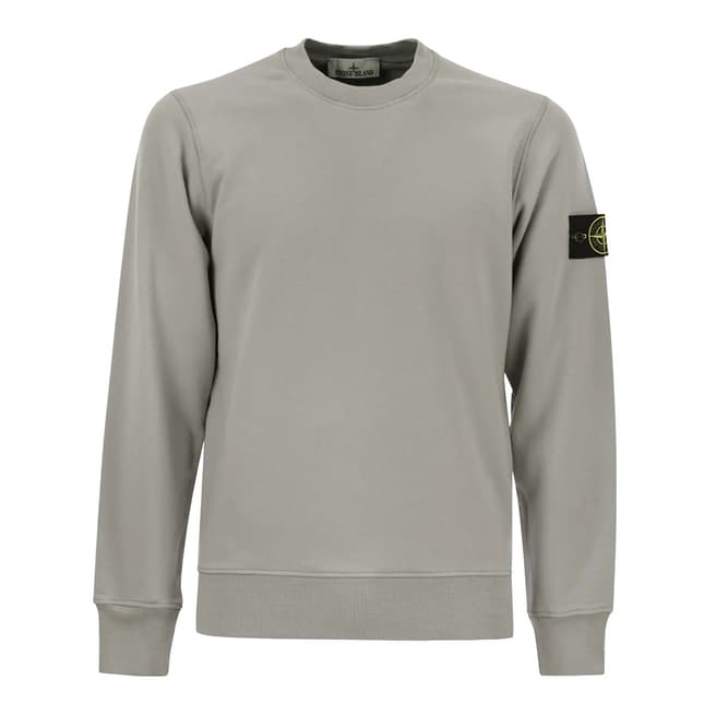 Stone Island Pale Grey Crew Neck Cotton Sweatshirt