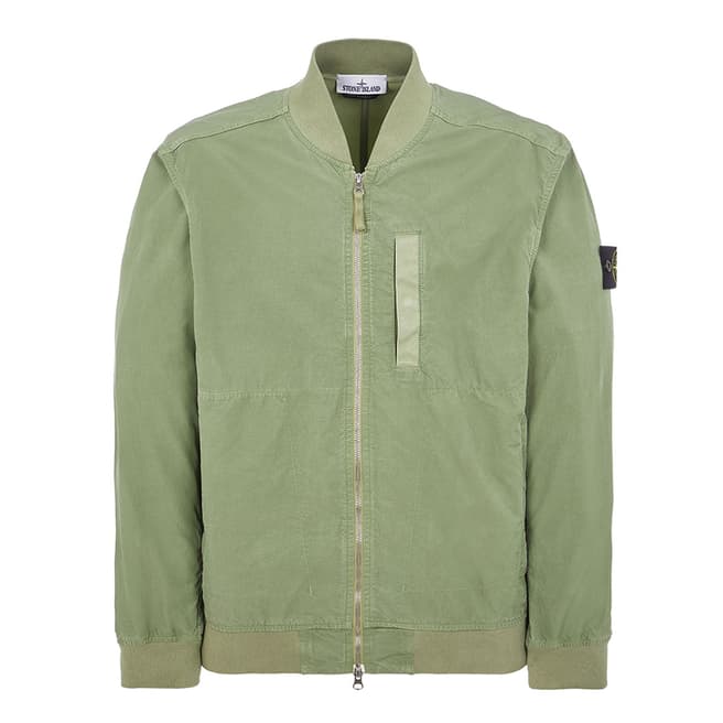 Stone Island Green Cupro Cotton Twill Jacket