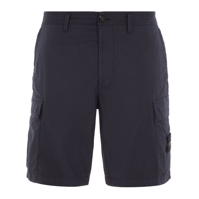 Stone Island Navy Cargo Bermuda Cotton Blend Shorts
