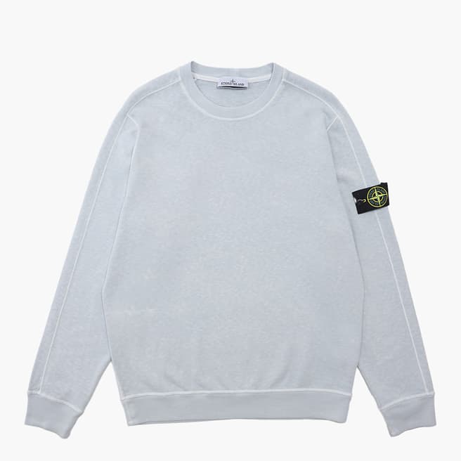 Stone Island Light Grey Garment Dyed Cotton Sweatshirt