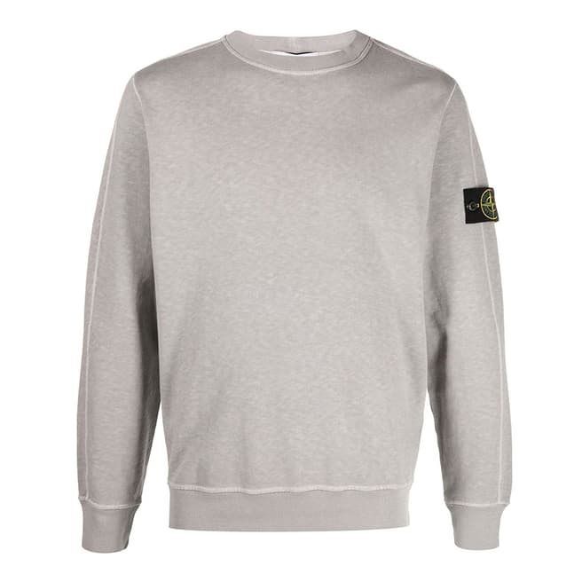 Stone Island Grey Garment Dyed Cotton Sweatshirt