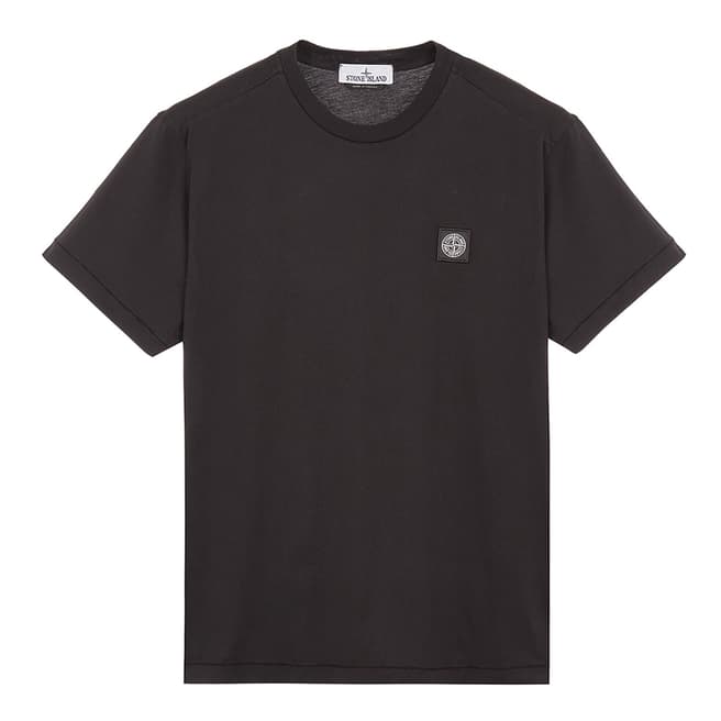 Stone Island Black Square Logo Cotton T-Shirt