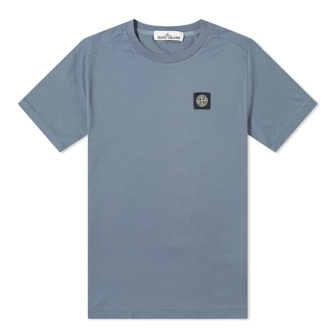 Stone Island Mid Blue Square Logo Cotton T-Shirt