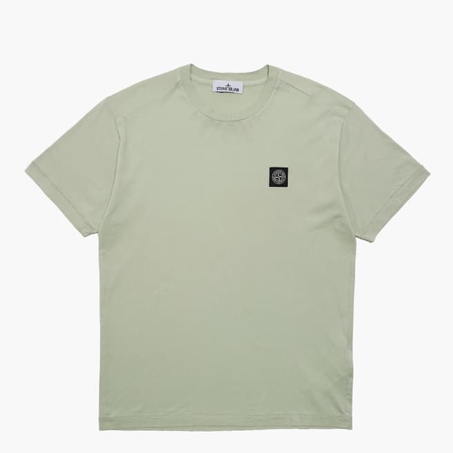Stone Island Sage Garment Dyed Neck Cotton T-Shirt