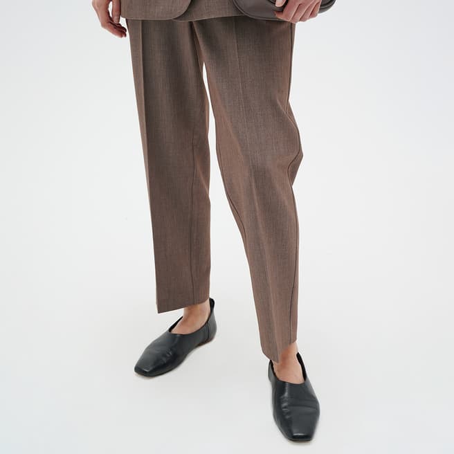 Inwear Brown Elasticaited Straight Trousers