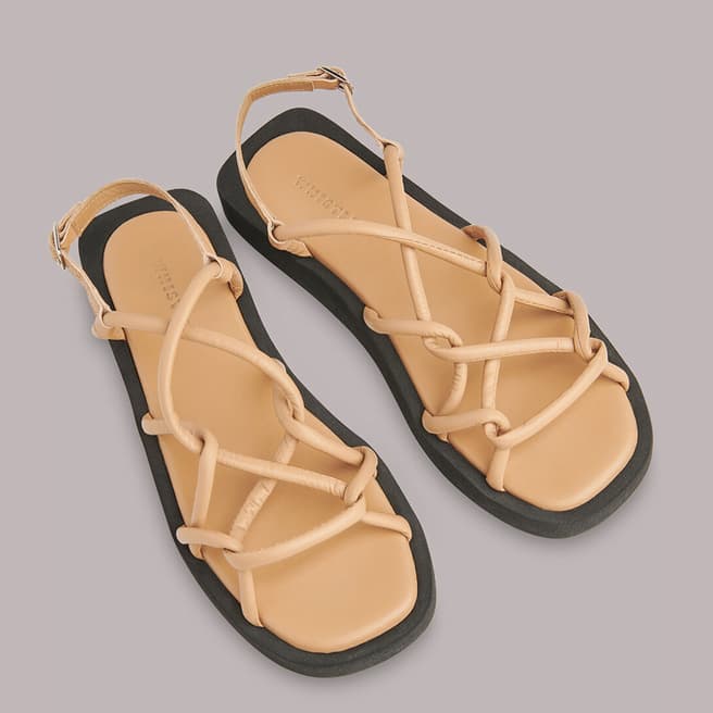 WHISTLES Beige Aniya Tubular Woven Leather Sandals