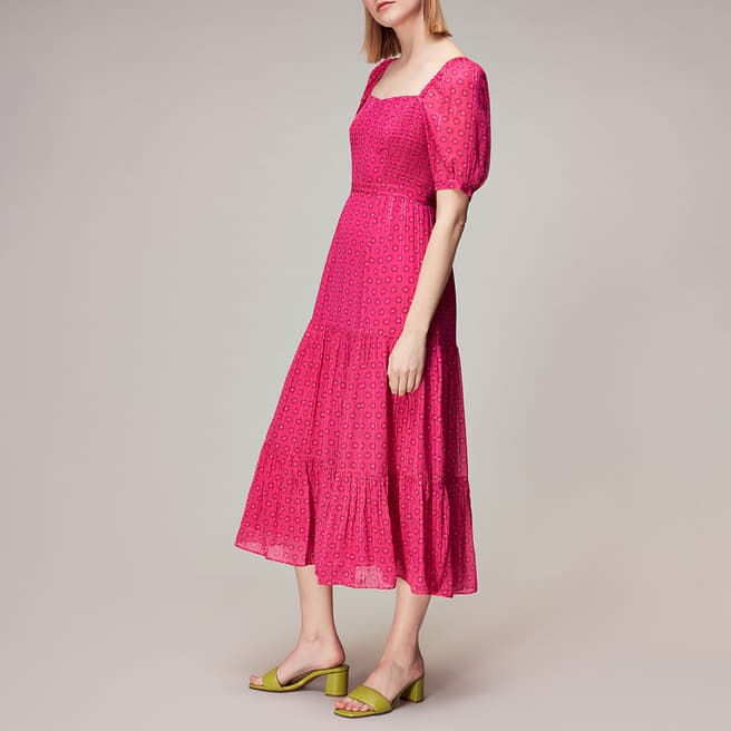 WHISTLES Pink Amie Flower Charm Print Dress