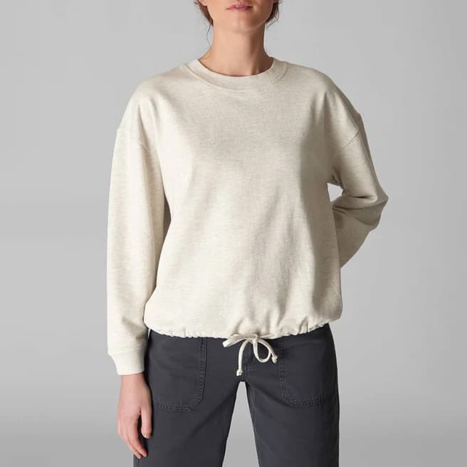 WHISTLES Grey Gathered Hem Cotton Sweatshirt