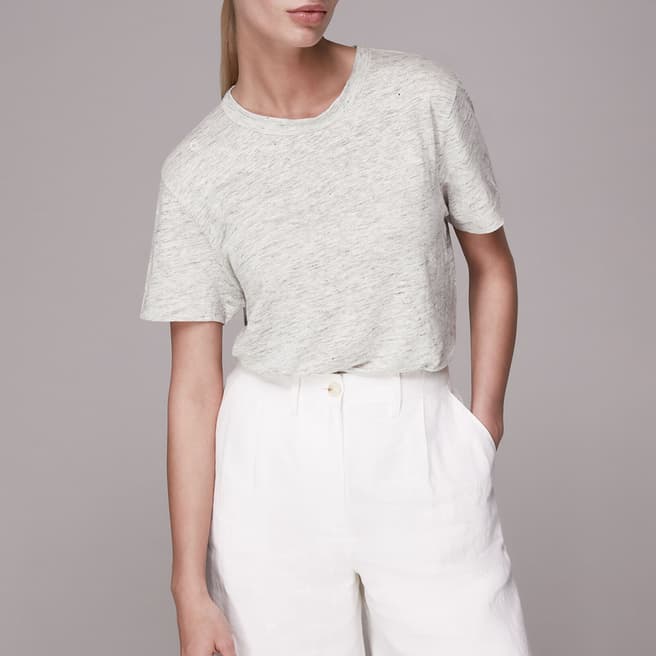 WHISTLES Grey Ultimate Linen T-Shirt